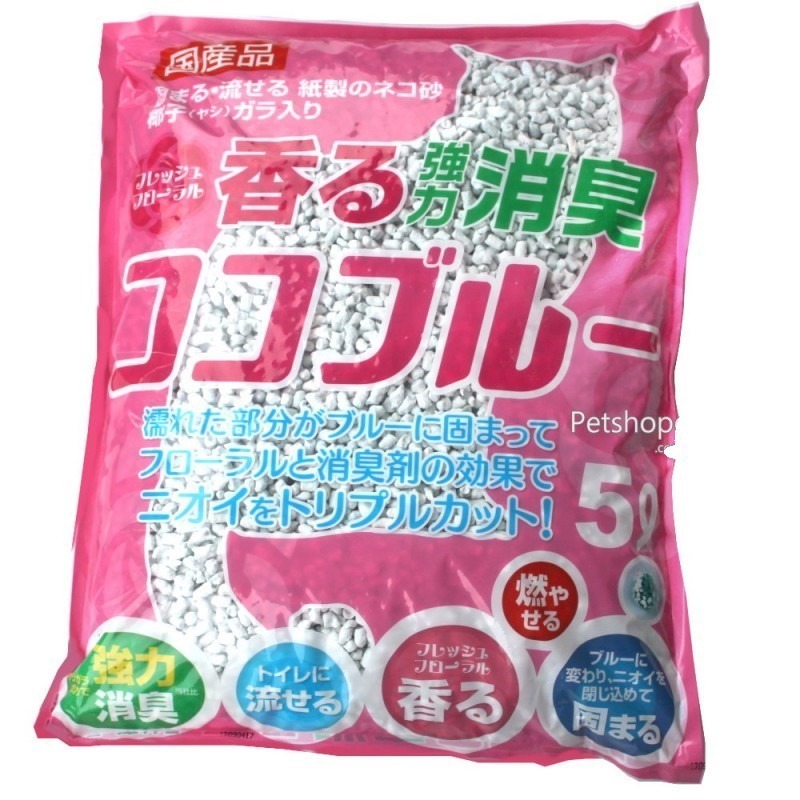 日本藤浦 環保紙砂6.5L 貓砂 變色紙砂 凝結型 藍色十倍消臭 可沖馬桶『WANG』-細節圖5