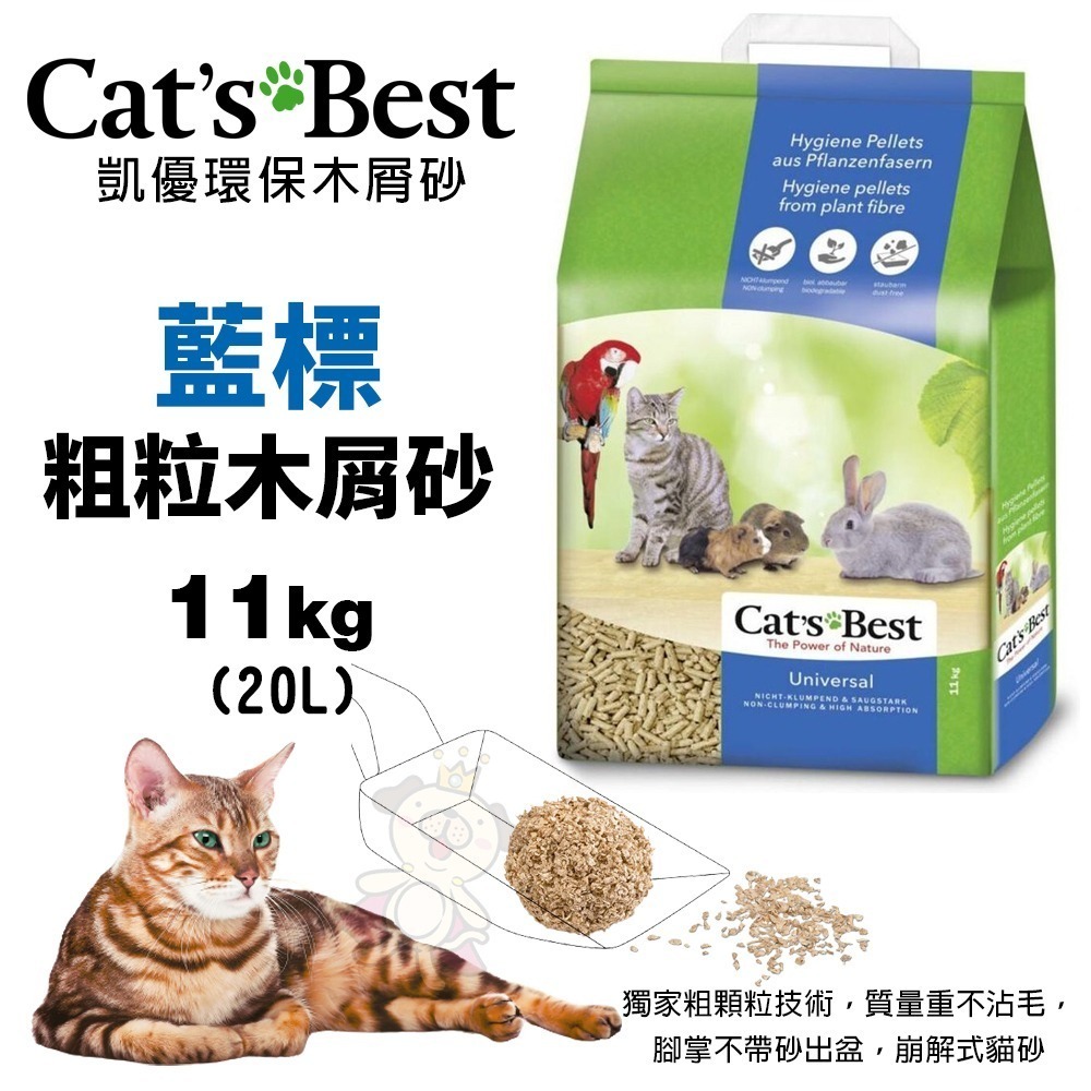 Cats Best 凱優 藍標 粗粒木屑砂 雙層貓便盆 小動物單層便盆 貓砂『WANG』-細節圖4