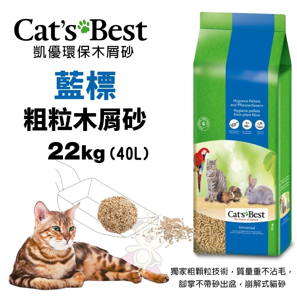 Cats Best 凱優 藍標 粗粒木屑砂 雙層貓便盆 小動物單層便盆 貓砂『WANG』-細節圖5