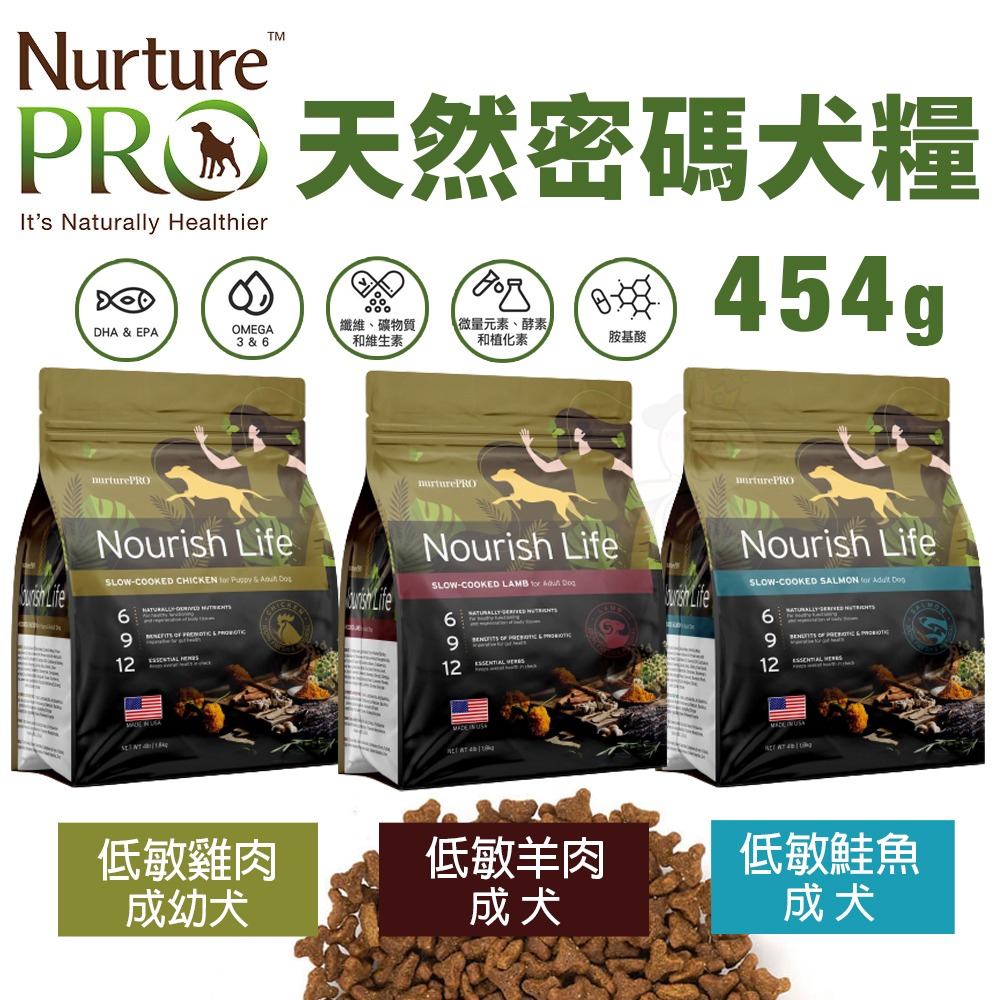 Nurture PRO 天然密碼 犬糧454g 幼成犬 成犬 低敏羊肉 低敏鮭魚 低敏雞肉 狗飼料『WANG』-細節圖3