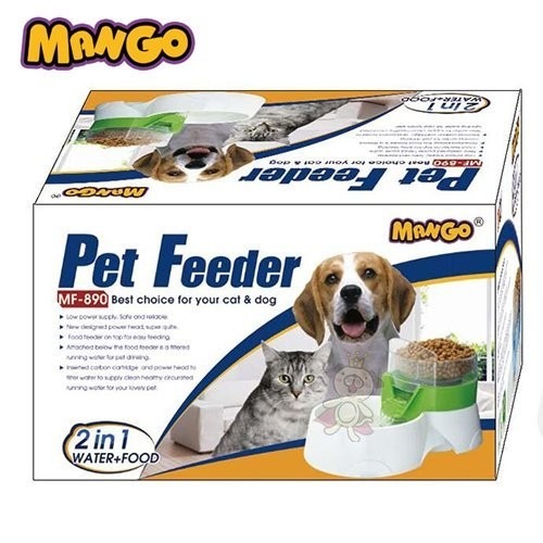 *WANG*Mango 二合一食皿飲水器-MF890 藍/綠 犬貓適用 飲水器/餵食器-細節圖2