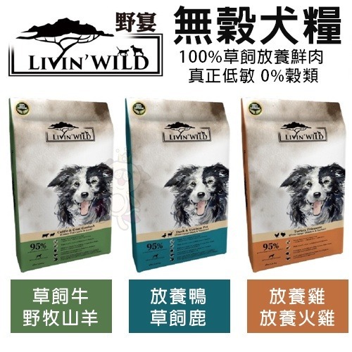 LIVIN WILD 野宴 無榖犬糧 15LB-44LB【免運】 草飼牛｜放養雞｜放養鴨 全齡犬 無穀 犬糧『WANG』-細節圖3