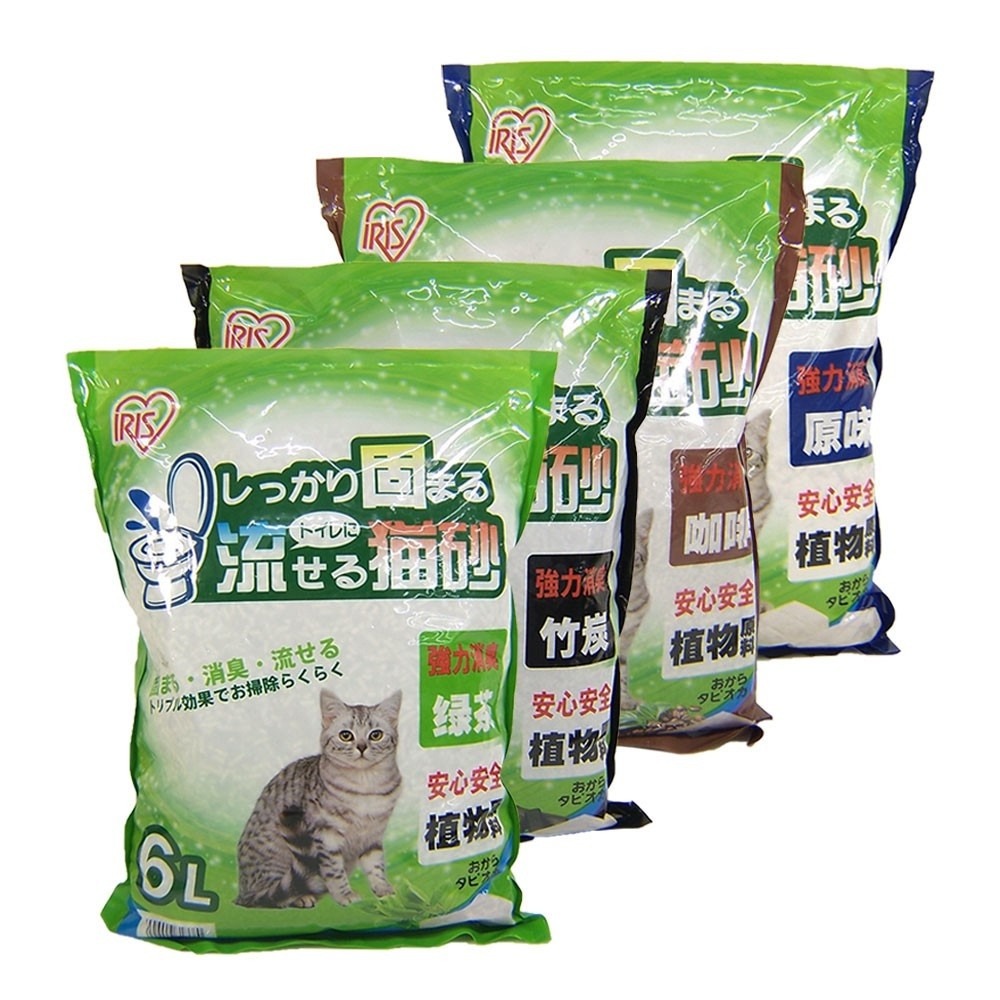 日本 IRIS 豆腐貓砂 6L【單包】 原味/咖啡/绿茶/竹炭 可快速結塊 不易擴散『WANG』-細節圖3