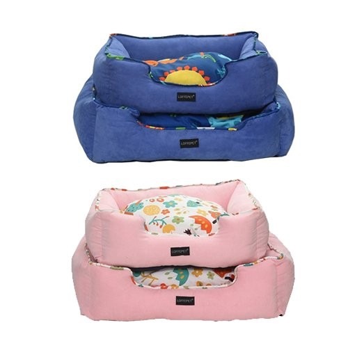 日本IRIS 寵物方窩LFBS-M/LFBS-L 藍/粉 兩色可選 優質的麂皮布 睡床/睡窩 犬貓適用『WANG』-細節圖2