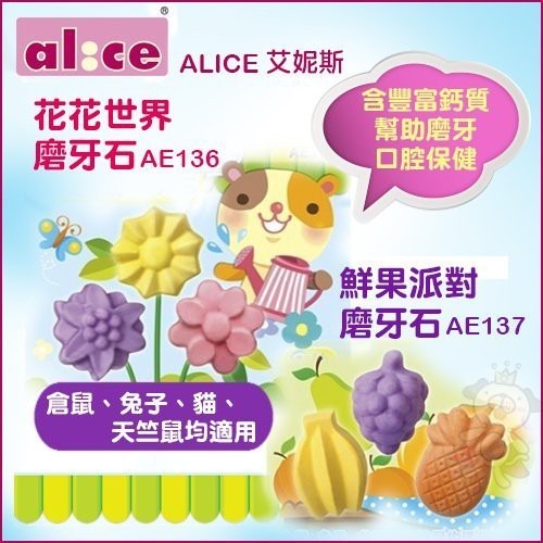 ALICE艾妮斯 磨牙石-花花世界/鮮果派對 兔子爽健踏墊AE19 倉鼠/兔子/龍貓/天竺鼠均適用『WANG』-細節圖2