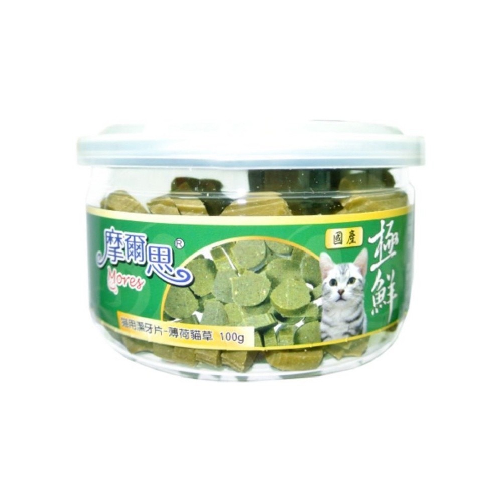 摩爾思 Mores 貓用潔牙片 100g 薄荷/鮮蝦干貝/鮭魚/鮪魚/木天蓼 貓零食『WANG』-細節圖3