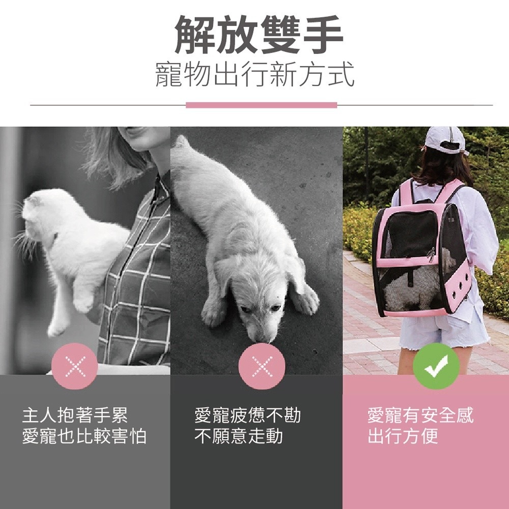寵喵樂 多功能透氣款大空間寵物背包 台灣現貨 犬貓用 後背 手提 兩用 寵物外出籠『WANG』-細節圖6