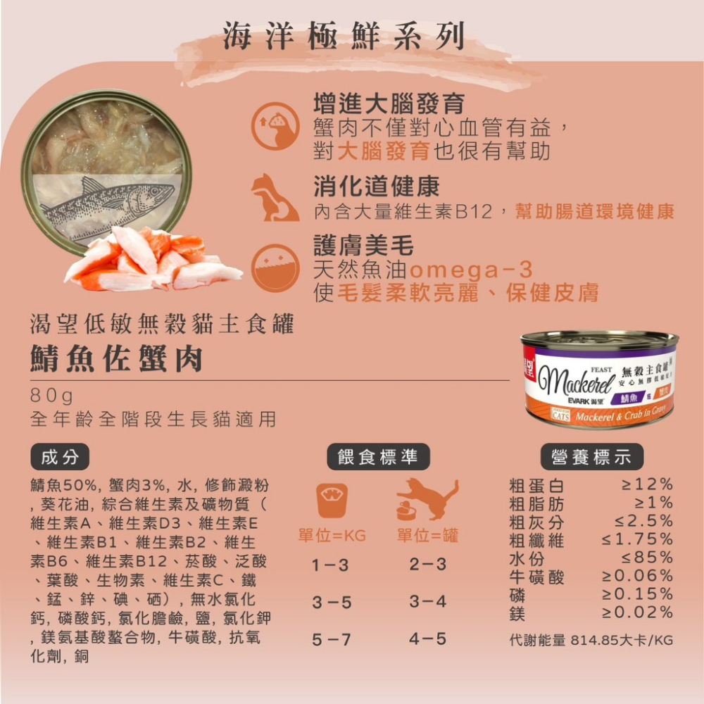 EVARK 渴望 無穀貓主食罐 80g【24罐組免運+送零食】挑嘴貓罐 無榖貓罐 主食貓罐 貓罐頭『WANG』-細節圖6