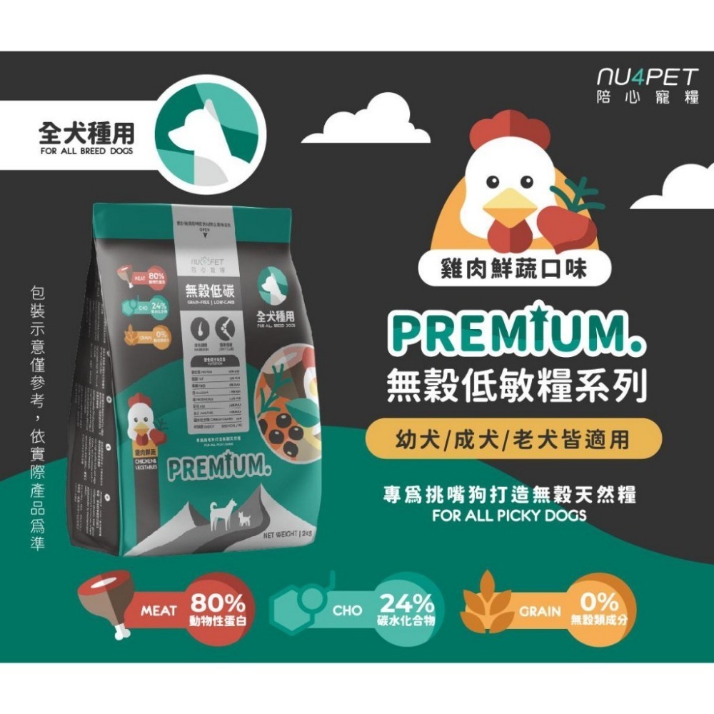 NU4PET 陪心寵糧 全犬種無穀低碳犬糧 | 雞肉鮮蔬 1kg-6kg 狗飼料『WANG』-細節圖3