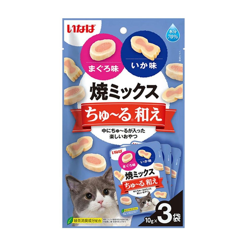 日本 CIAO INABA 綜合味肉泥夾心燒 10gx3入/包 軟零食70%水分 公司貨 貓點心 貓零食『WANG』-細節圖5
