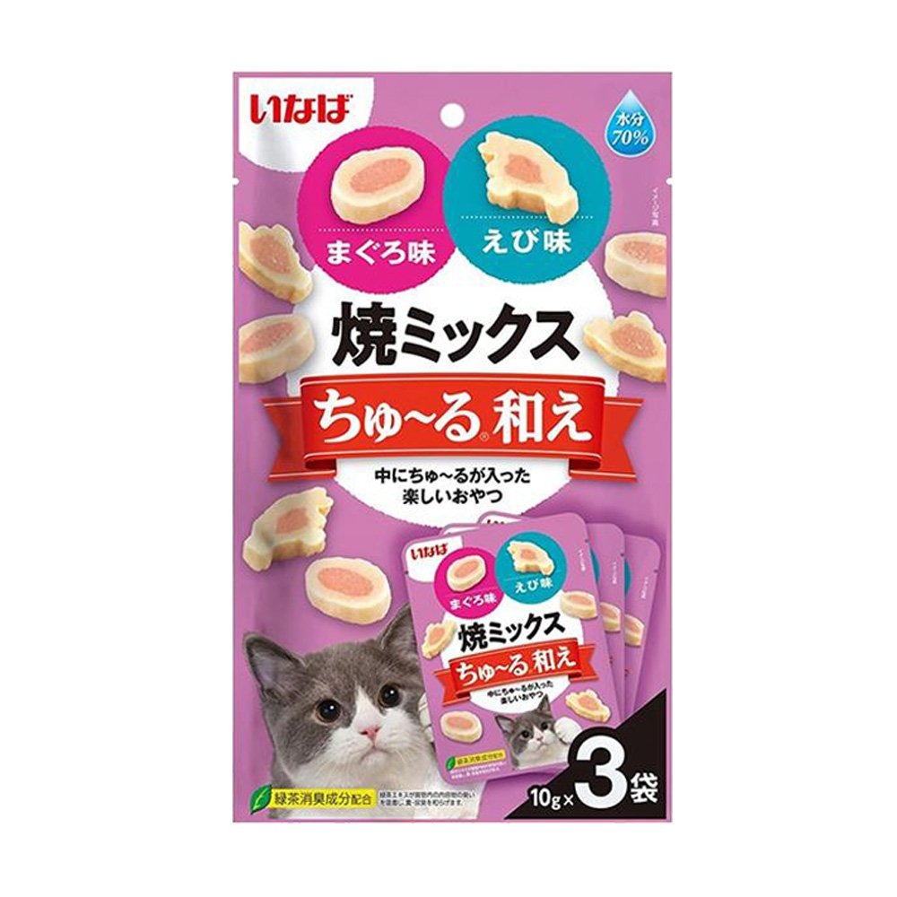 日本 CIAO INABA 綜合味肉泥夾心燒 10gx3入/包 軟零食70%水分 公司貨 貓點心 貓零食『WANG』-細節圖7