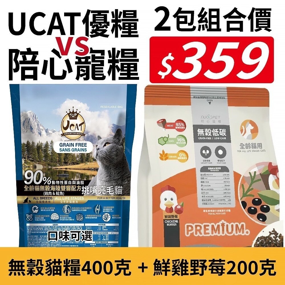 陪心寵糧 UCAT 挑嘴亮毛配方 鮮雞野莓 全齡貓 無穀低碳貓糧 無穀貓糧『林口旗艦店』-規格圖6