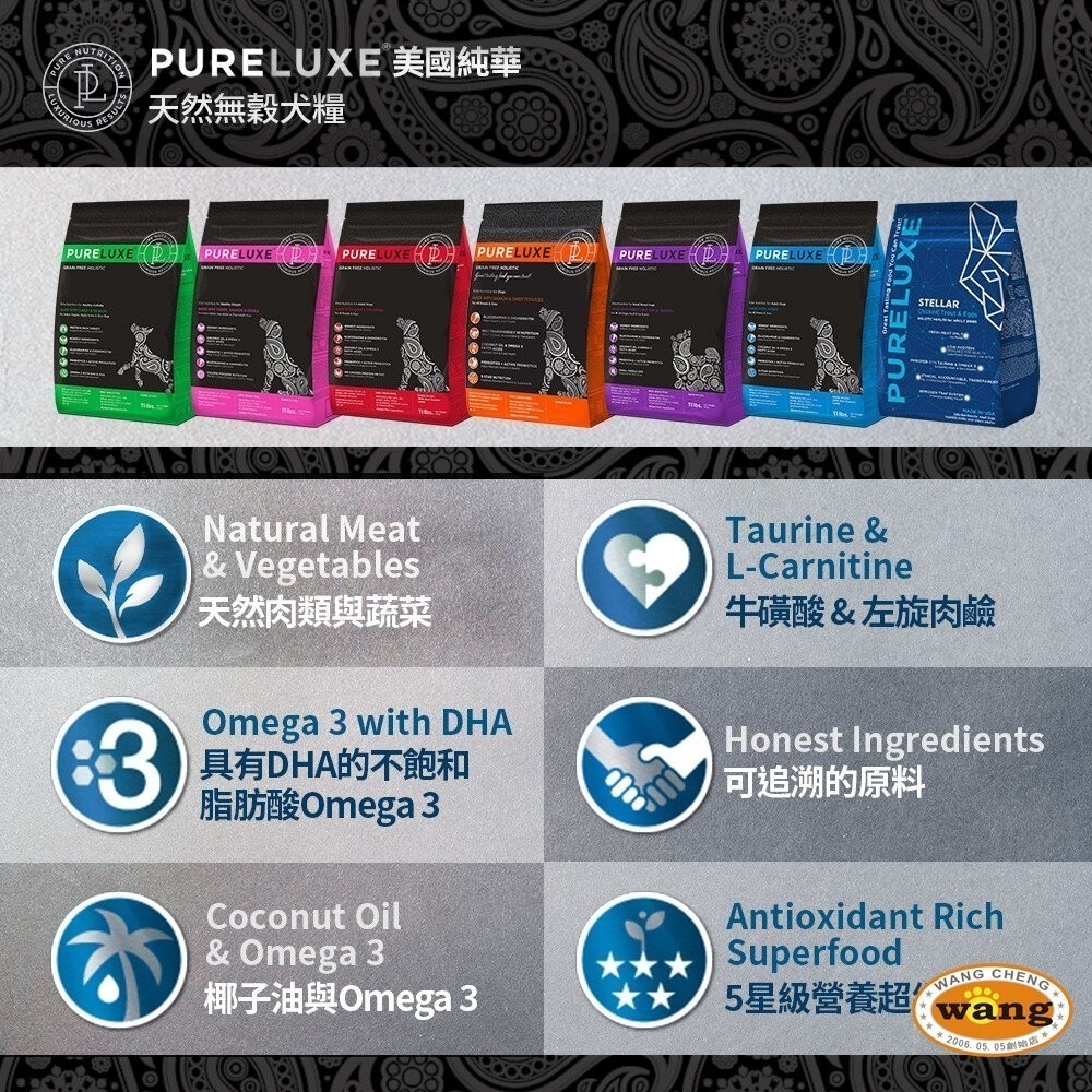 【買大送小/免運】PureLUXE 美國純華 天然無穀犬糧 ST 高齡犬 雞肉+鱒魚+雞蛋 全規格 狗飼料『林口旗艦店』-細節圖5