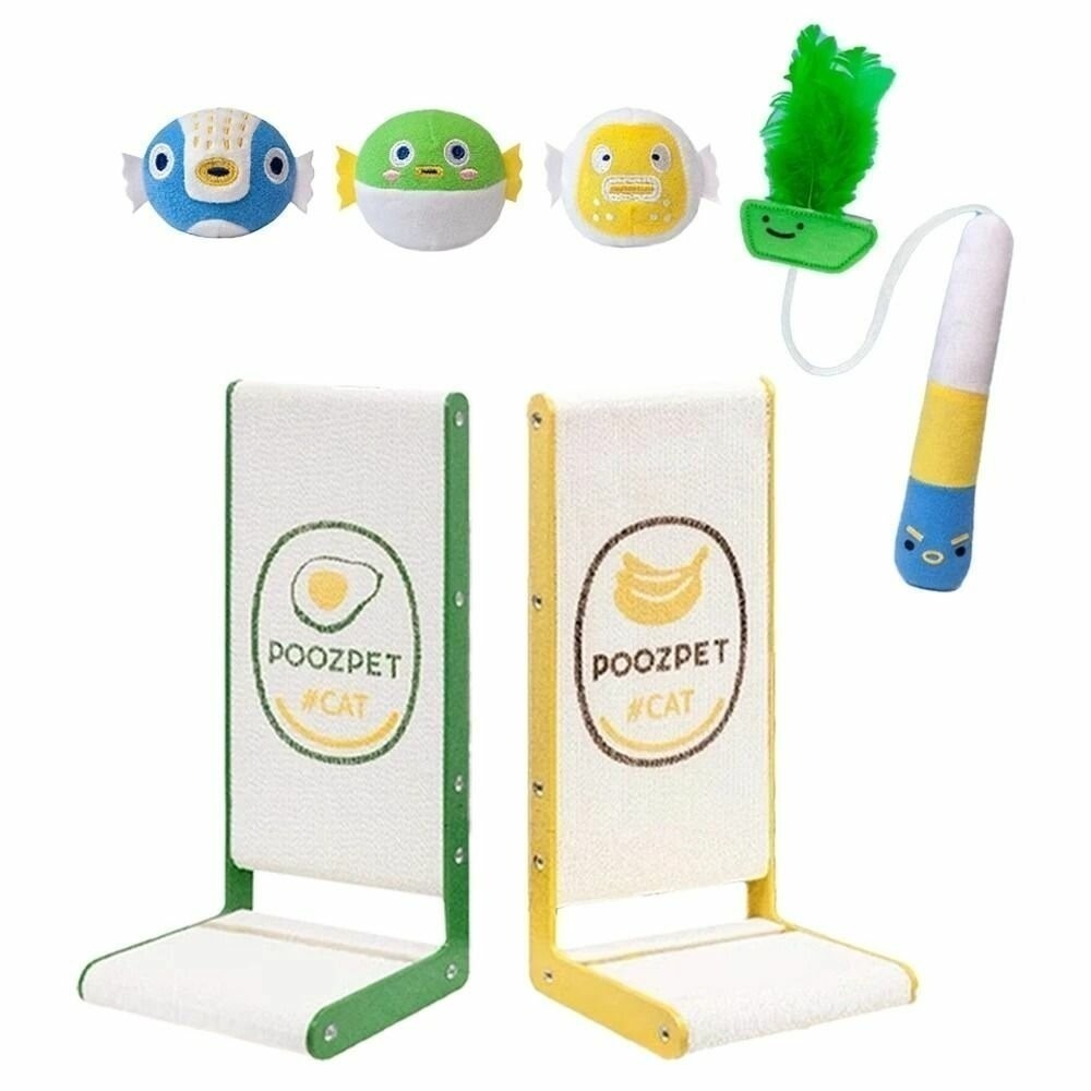 【現貨】POOZPET 香蕉貓抓板｜酪梨貓抓板｜河豚貓薄荷玩具 Ｌ型立式貓抓板 耐抓不掉屑 白牛皮紙『林口旗艦店』-細節圖2