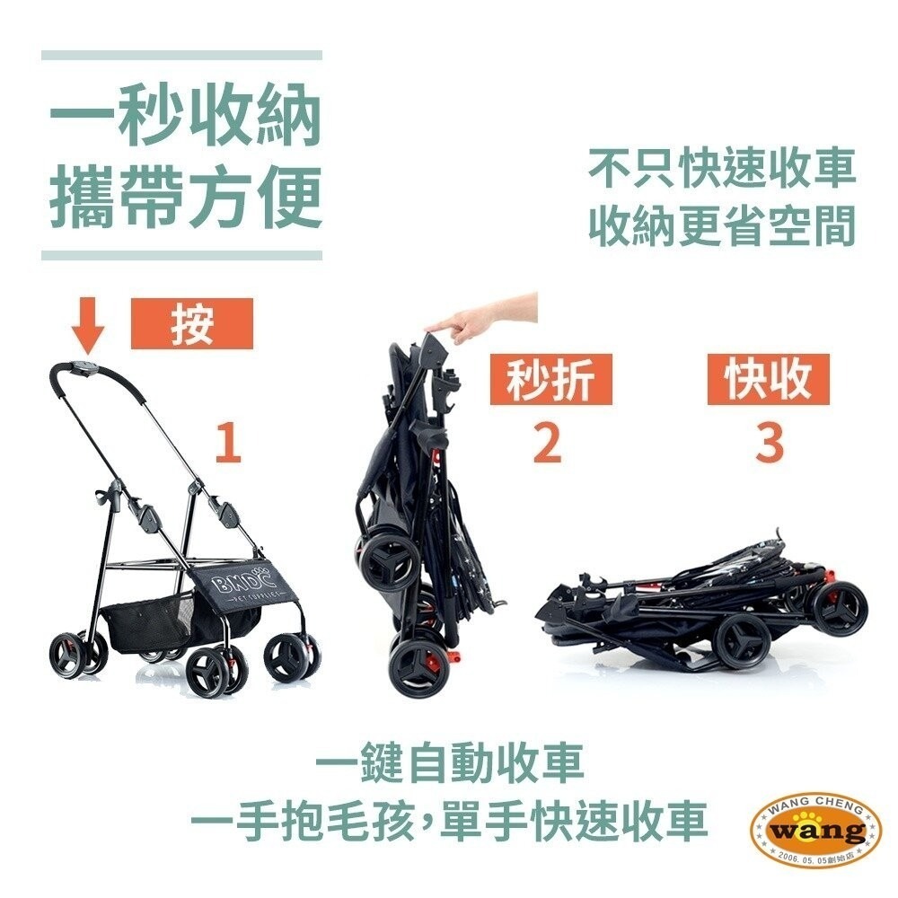 【免運】BND 輕便戶外寵物推車 外出寵物車 可分離式 推車 貓狗寵物車 BNDK107『林口旗艦店』-細節圖5
