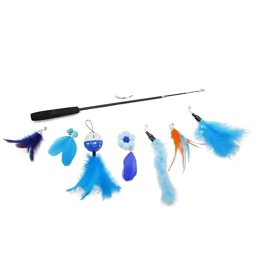 三節釣魚桿伸縮式逗貓棒8件套 1014