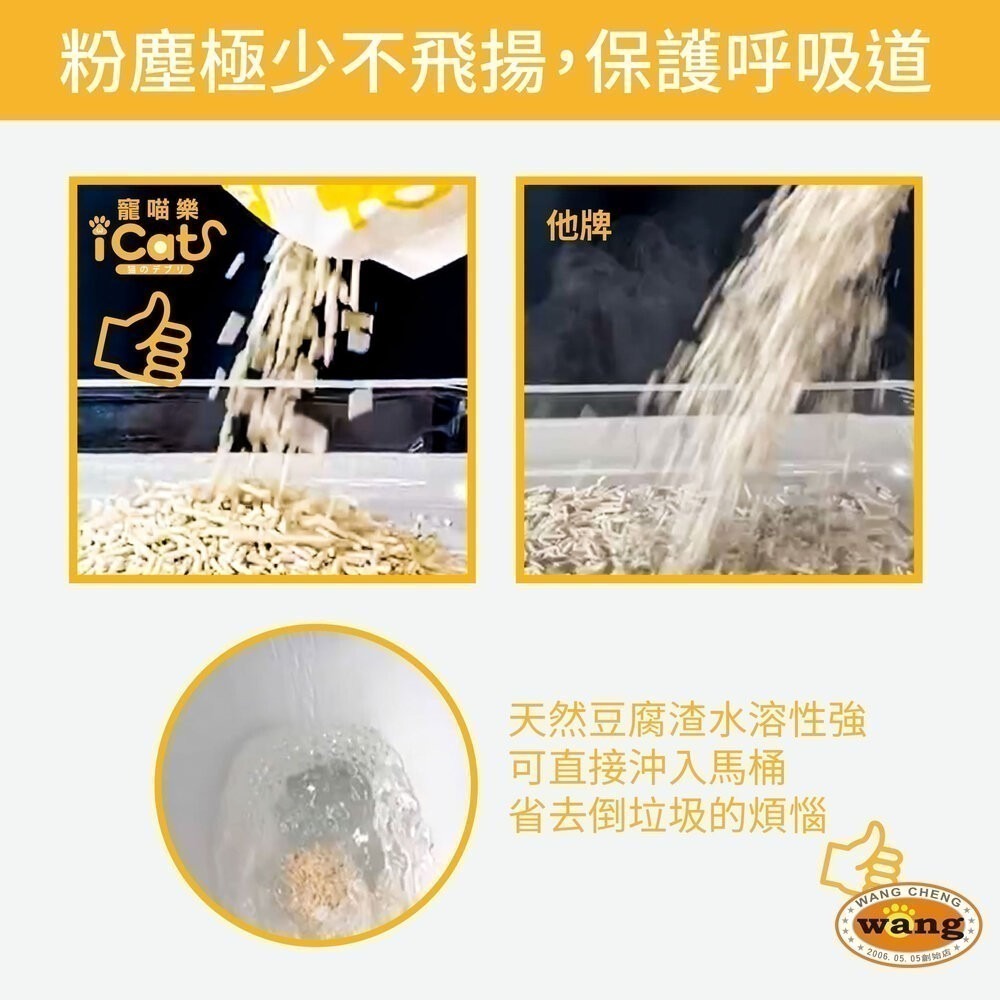 【6包組免運】icat 寵喵樂 環保天然豆腐砂 6L 台灣現貨 扎實的凝結力 省時省力 豆腐砂 貓砂-細節圖8