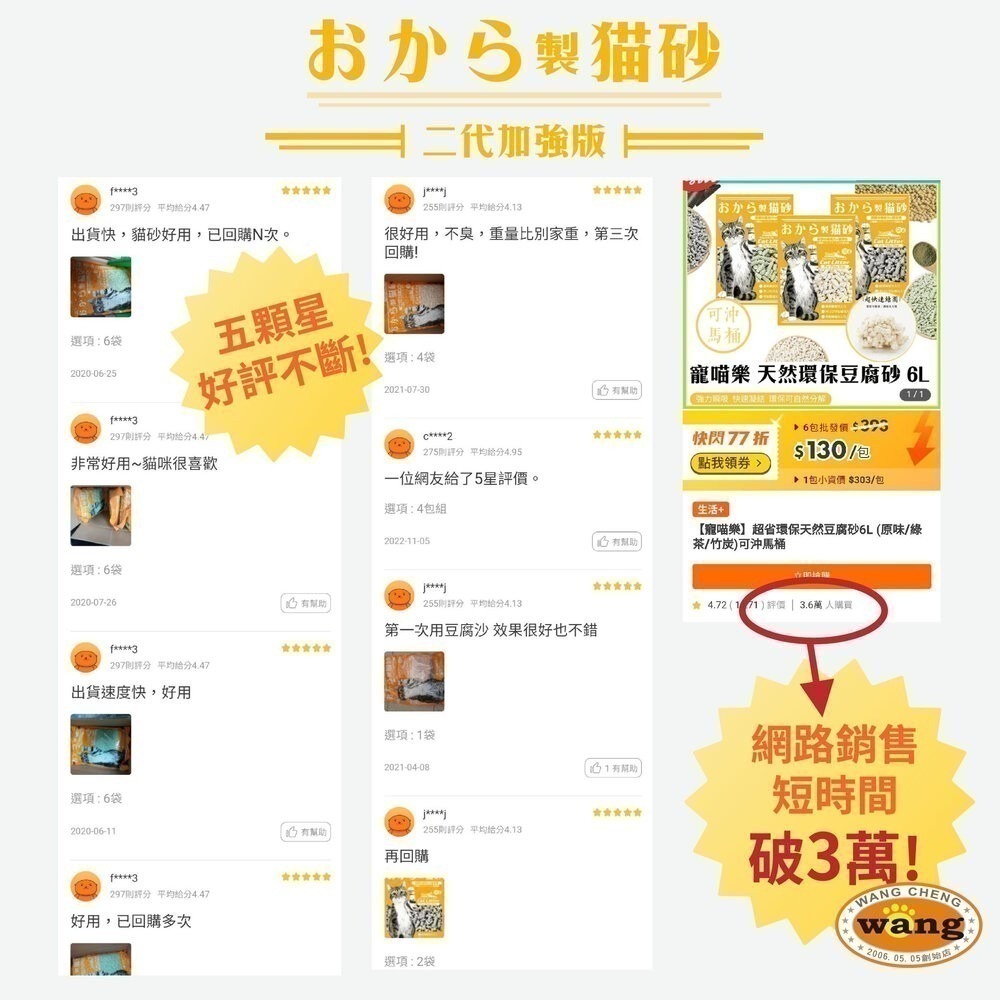 【6包組免運】icat 寵喵樂 環保天然豆腐砂 6L 台灣現貨 扎實的凝結力 省時省力 豆腐砂 貓砂-細節圖9