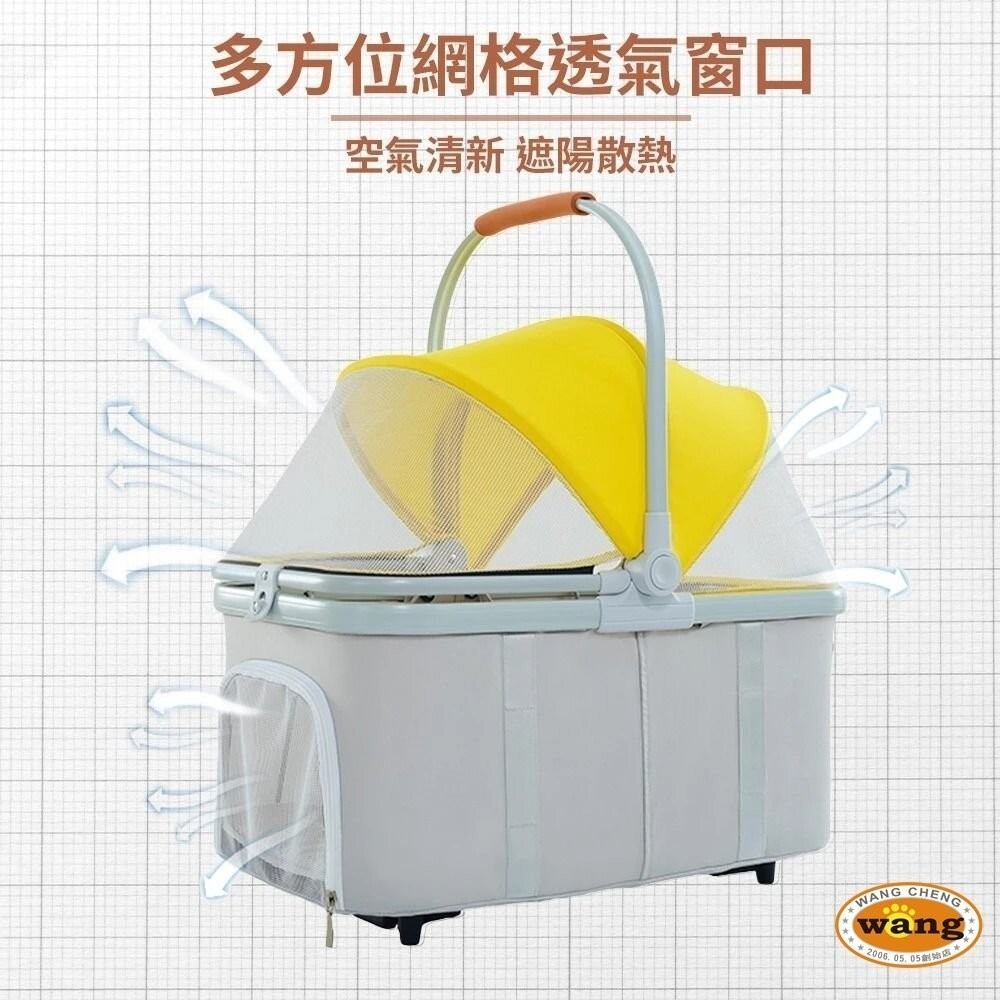 【台灣現貨免運】BND 車包分離自動收合推車 BNDC105 粉/藍/黃 | 可分離式 自動收車 兩用貓狗推車『林口旗艦-細節圖4