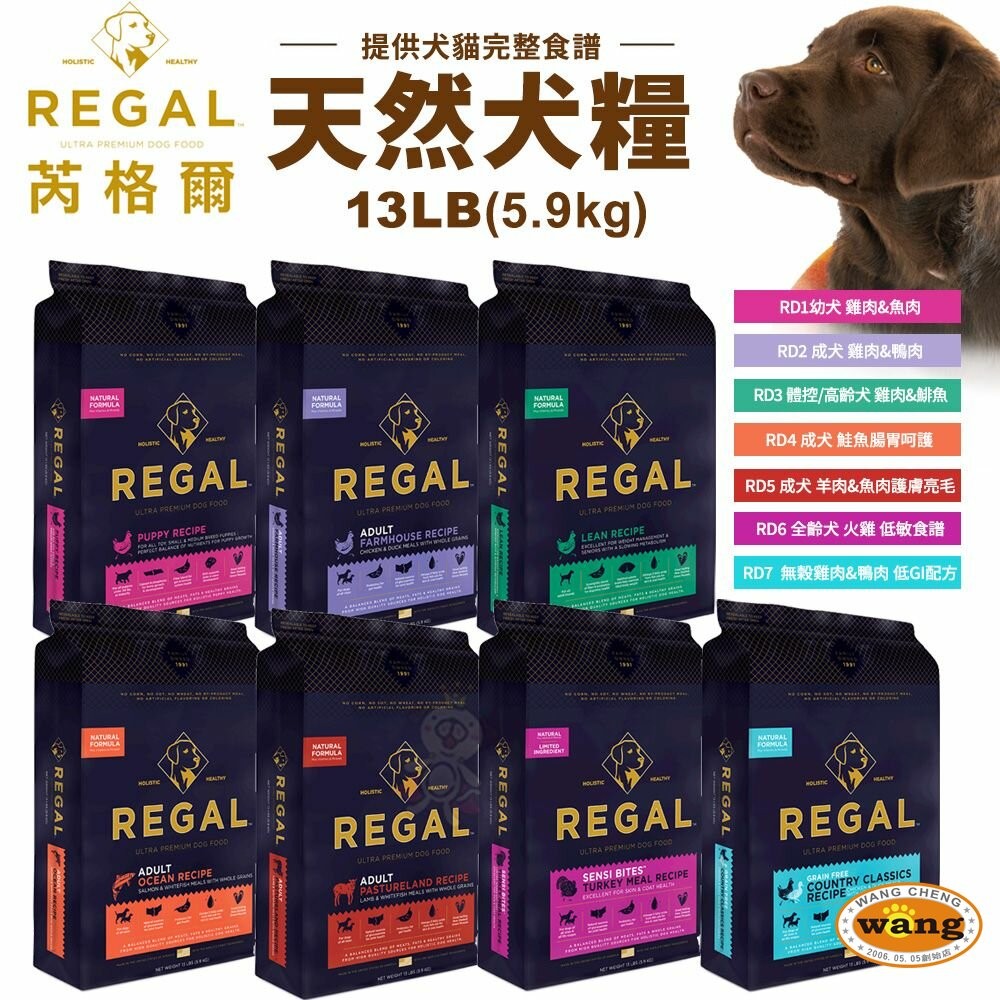 REGAL 芮格爾 天然寵糧狗糧13LB(5.9kg)【買一送一】幼犬 成犬 室內犬 高齡犬 犬飼料 犬糧『林口旗艦店』-細節圖3