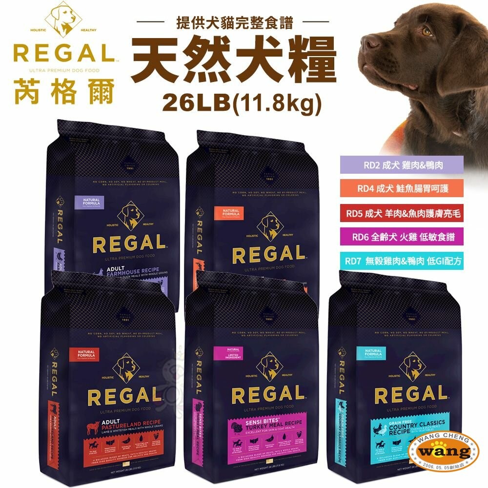 REGAL 芮格爾 天然寵糧狗糧26LB(11.8kg)【買一送一】 幼犬 成犬 室內犬 高齡犬 犬飼料 犬糧『林口旗艦-細節圖3