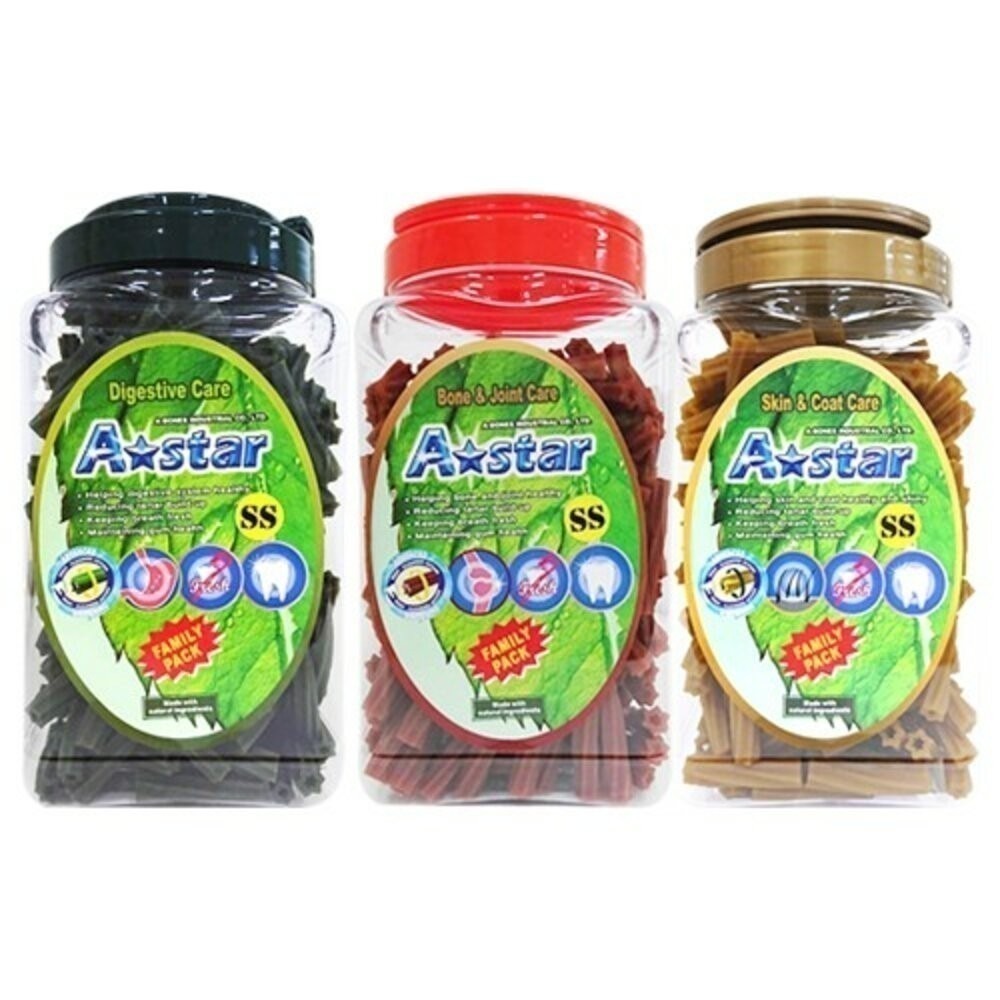 【買2桶➕送零食】A-Star Bones AB 潔牙骨桶裝1900g 雙頭 五星 亮白 空心 高齡犬『林口旗艦店』-細節圖10