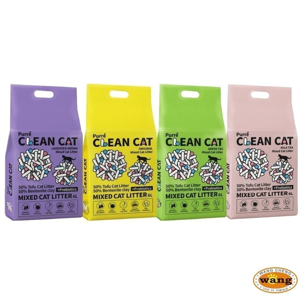 【6包組免運】Purré Clean Cat 乾淨貓 豆腐砂澎潤土混和貓砂 6L 添加益生菌 除臭珠 豆腐砂 貓砂-細節圖2