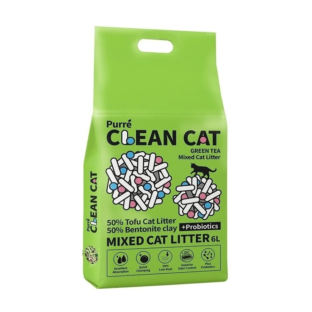 【6包組免運】Purré Clean Cat 乾淨貓 豆腐砂澎潤土混和貓砂 6L 添加益生菌 除臭珠 豆腐砂 貓砂-規格圖11