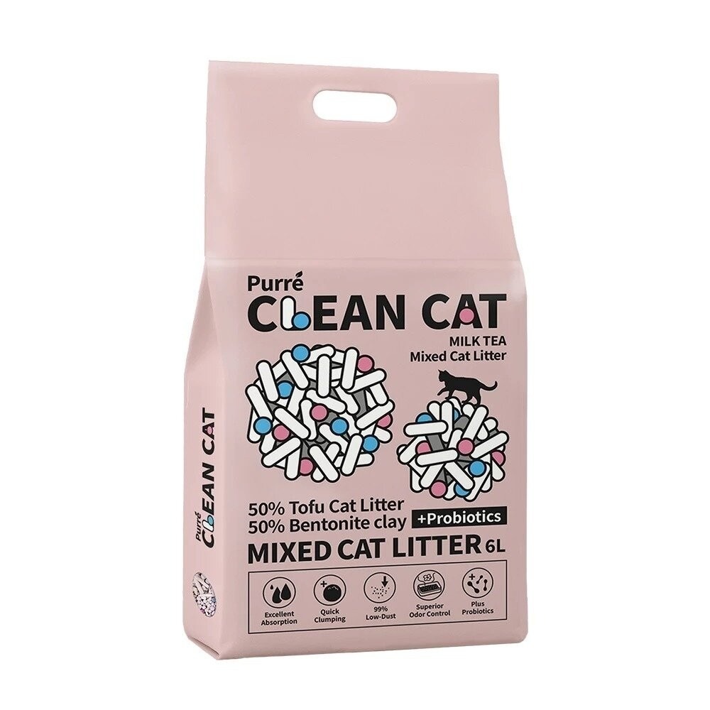 【6包組免運】Purré Clean Cat 乾淨貓 豆腐砂澎潤土混和貓砂 6L 添加益生菌 除臭珠 豆腐砂 貓砂-規格圖11