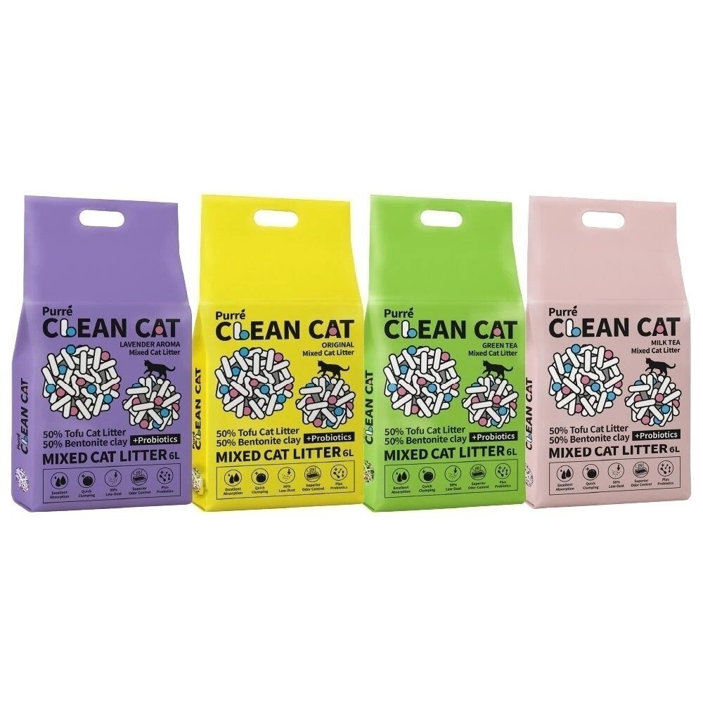 【6包組免運】Purré Clean Cat 乾淨貓 豆腐砂澎潤土混和貓砂 6L 添加益生菌 除臭珠 豆腐砂 貓砂-規格圖11