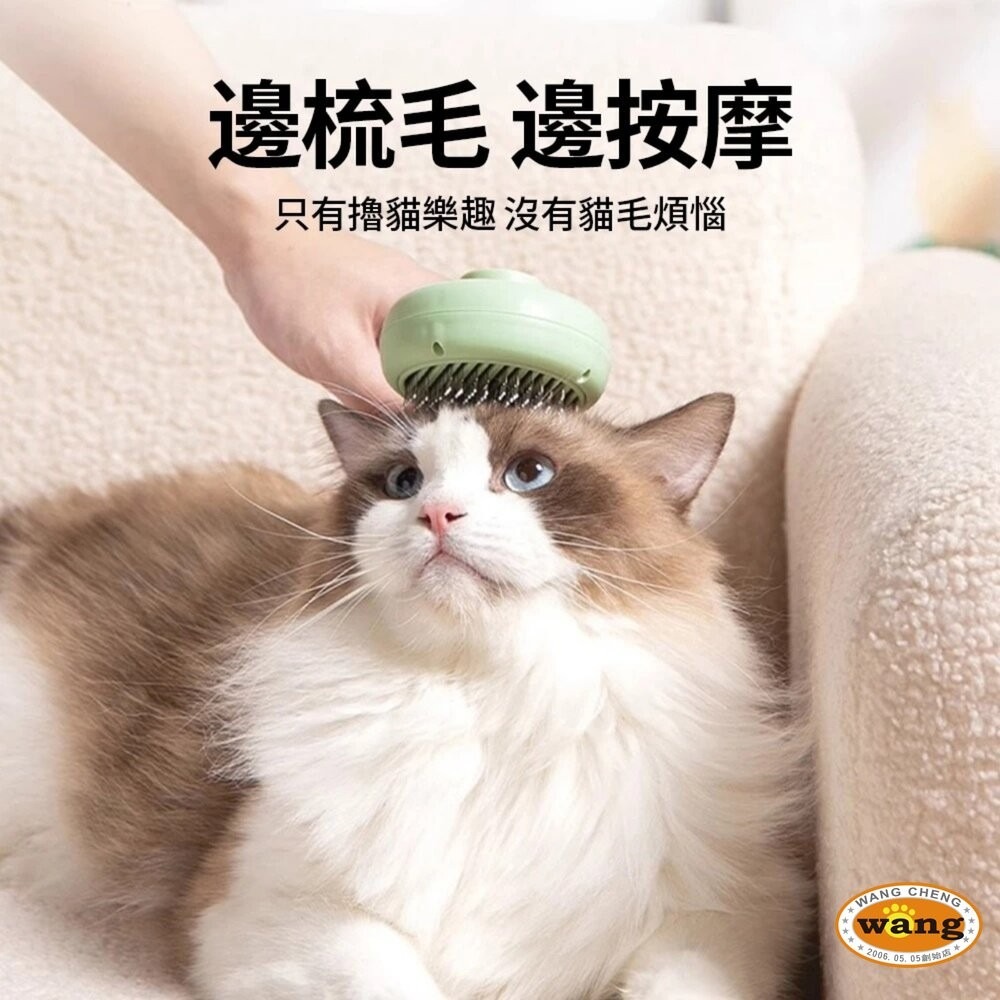 iCat 寵喵樂 圓形按摩針梳｜貓狗通用 寵物梳 按摩梳 一鍵除毛 去浮毛 除廢毛 理毛梳子 不打結『林口旗艦店』-細節圖4
