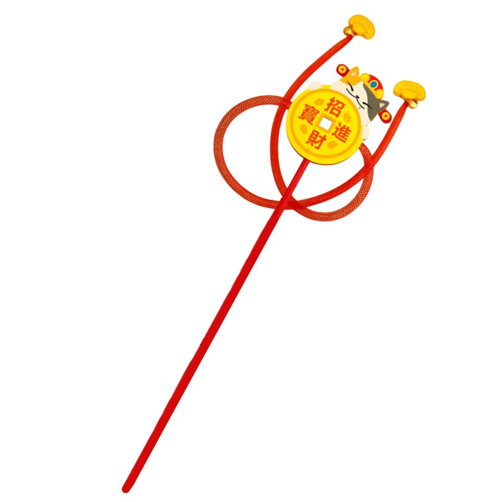 喜多魚 新年貓玩具｜布老虎吉祥玩具 喜慶有錢錦鲤加長桿鈴鐺逗貓棒 馬上有錢毛絨玩具 逗貓棒 貓薄荷 貓玩具-規格圖10