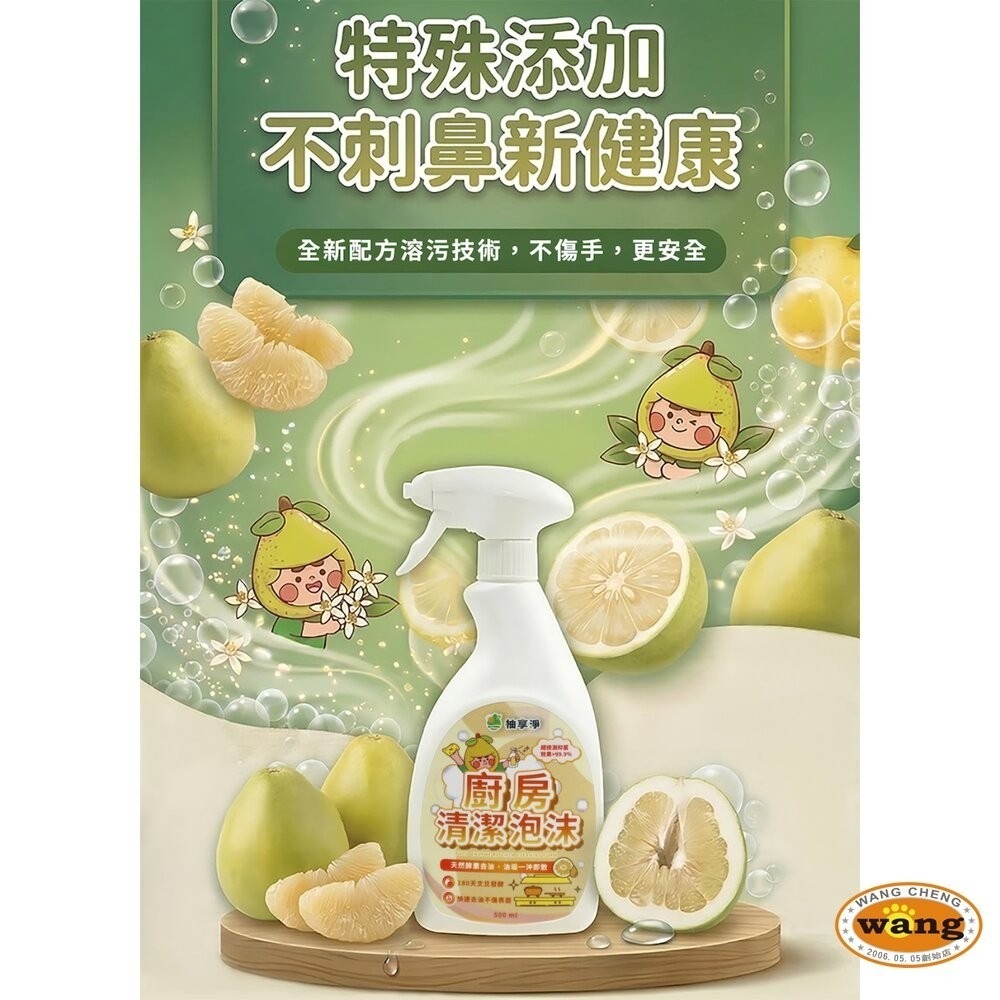 柚享淨 文旦酵素柚淨plus除油泡沫500ml(流理台清潔/油污清潔/泡沫包覆/亮潔去污/去油不費力)-細節圖6
