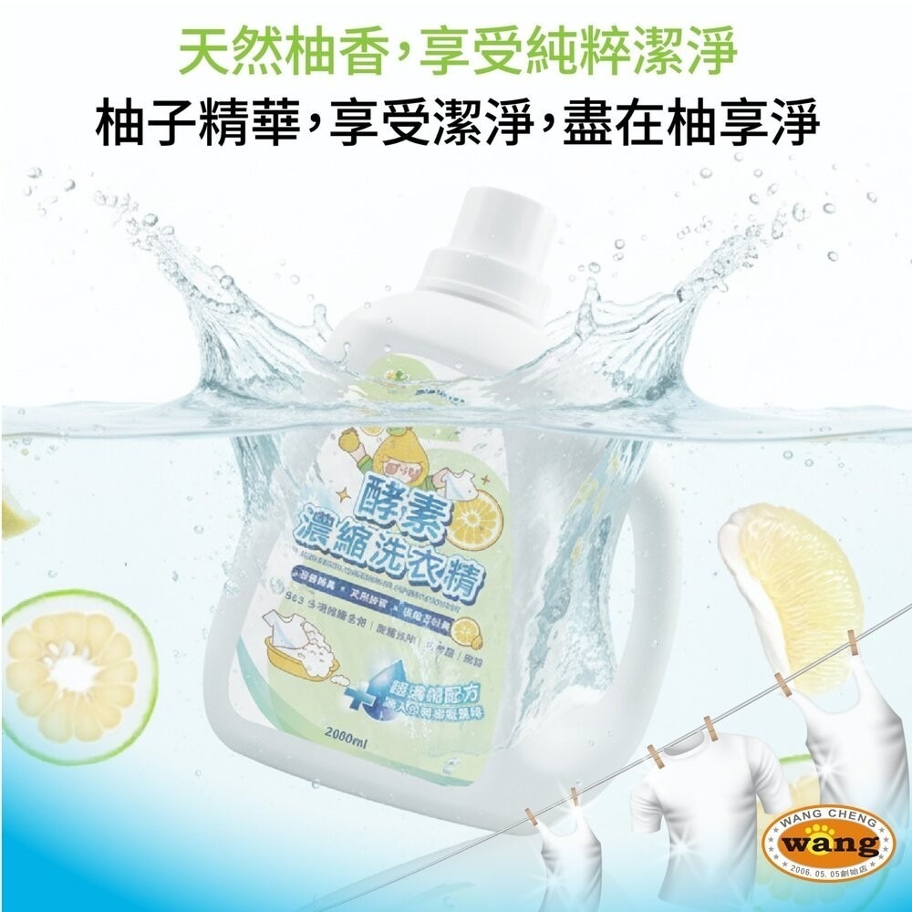 柚享淨 文旦酵素柚淨plus濃縮洗衣精2000ml(深層去污/清新除味/安心低敏)-細節圖4