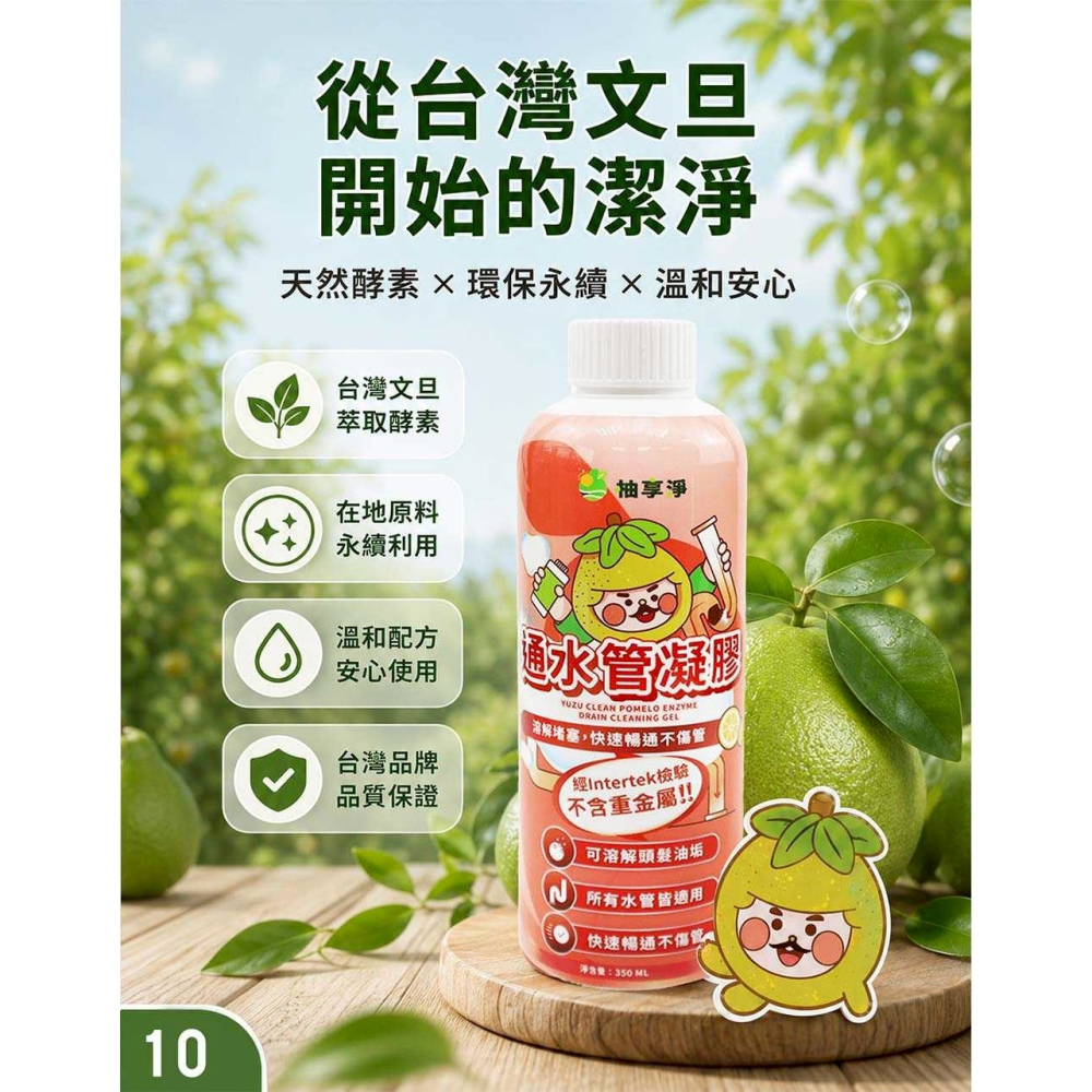 柚享淨 文旦酵素柚淨plus通水管凝膠350ml/分解堵塞髒污/不易傷水管/排水更順暢-細節圖10