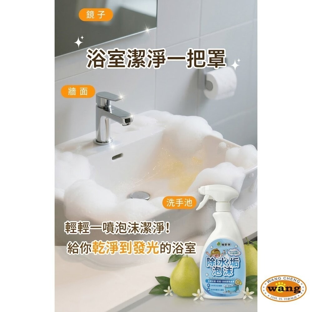 柚享淨 文旦酵素柚淨plus除水垢泡沫500ml(水垢清潔/泡沫包覆/亮潔不費力/浴室除垢/玻璃清潔)-細節圖4