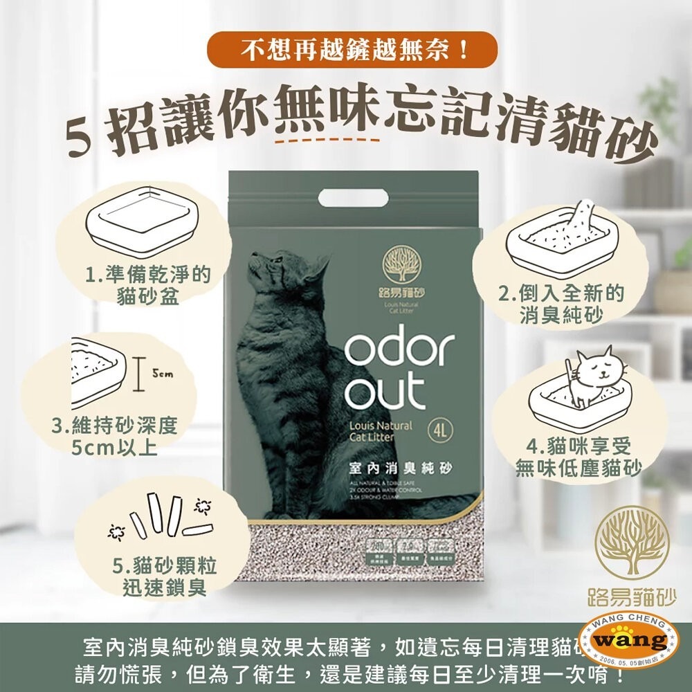 路易 LOUIS | 室內消臭純砂 88%高纖豆腐砂6L【整箱組】添加4種礦砂 超低粉塵 吸水除臭 貓砂-細節圖7