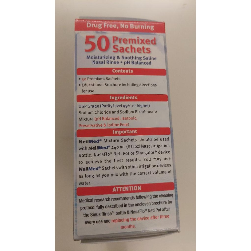 耐有美 NeilMed 塞那靈 補充包 50包 洗鼻器 洗鼻鹽  成人 兒童 洗鼻子 美國製 公司貨 原價750-細節圖2
