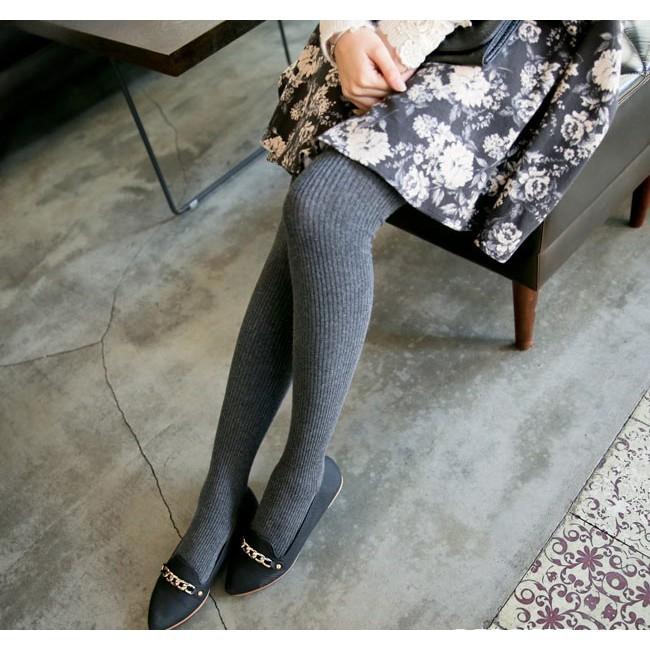 韓國製 保暖直紋針織毛褲襪-細節圖4