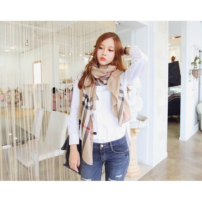 韓國製 精典時尚格紋絲巾-細節圖5