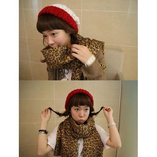 韓國製 時髦豹紋圍巾-細節圖2