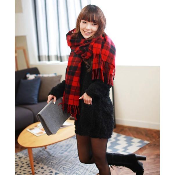 韓國製 時髦亮眼格紋披巾/圍巾-細節圖3