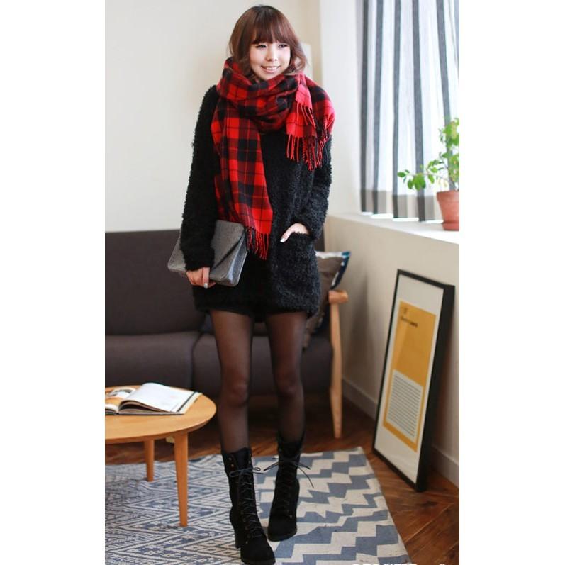 韓國製 時髦亮眼格紋披巾/圍巾-細節圖5