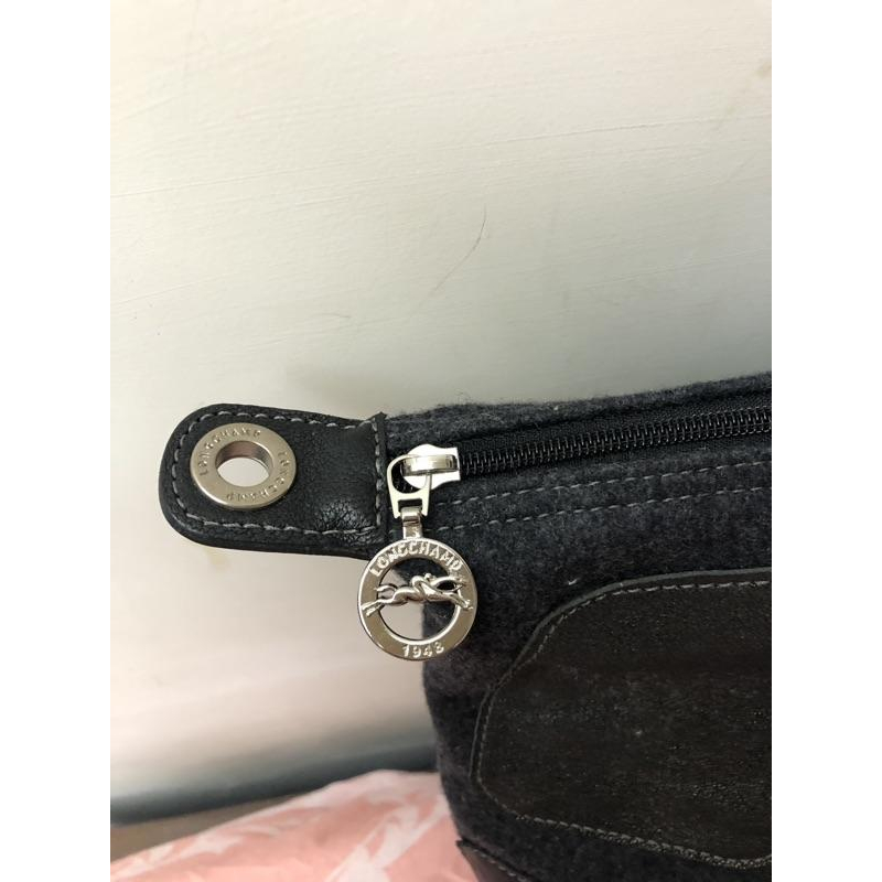 long champ Le Pliage秋冬真皮毛呢拼接手提包-細節圖3