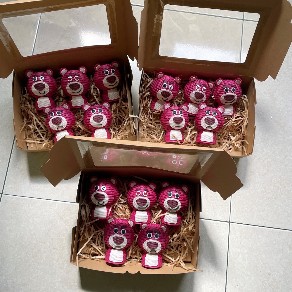 紙籐 紙藤 造型小公仔 熊抱哥 維尼 小豬 跳跳虎 三眼怪-細節圖3