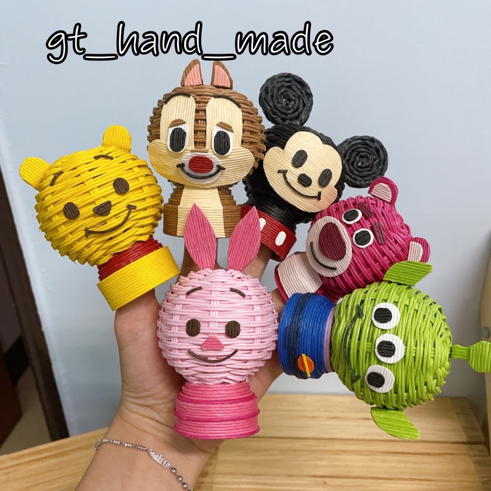 紙籐 紙藤 造型小公仔 熊抱哥 維尼 小豬 跳跳虎 三眼怪-細節圖8