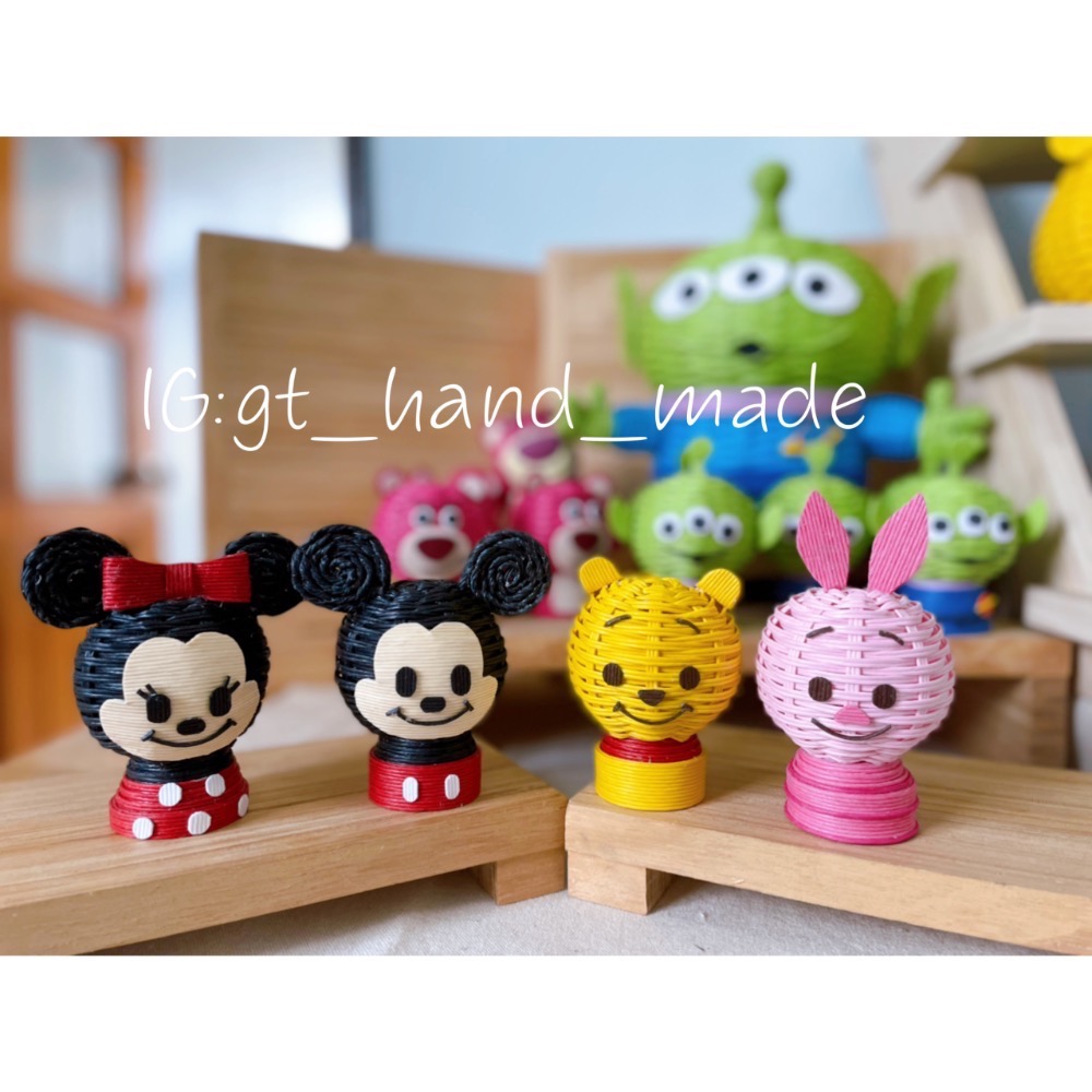 紙籐 紙藤 造型小公仔 熊抱哥 維尼 小豬 跳跳虎 三眼怪-細節圖9