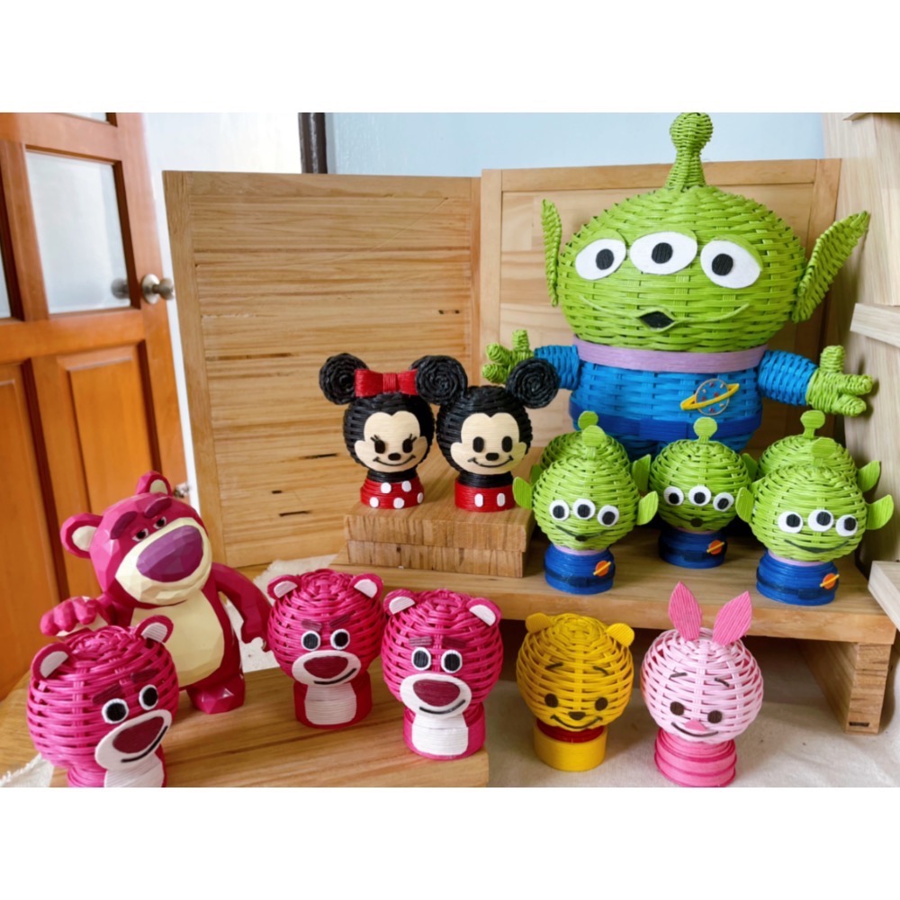 紙籐 紙藤 造型小公仔 熊抱哥 維尼 小豬 跳跳虎 三眼怪-細節圖11