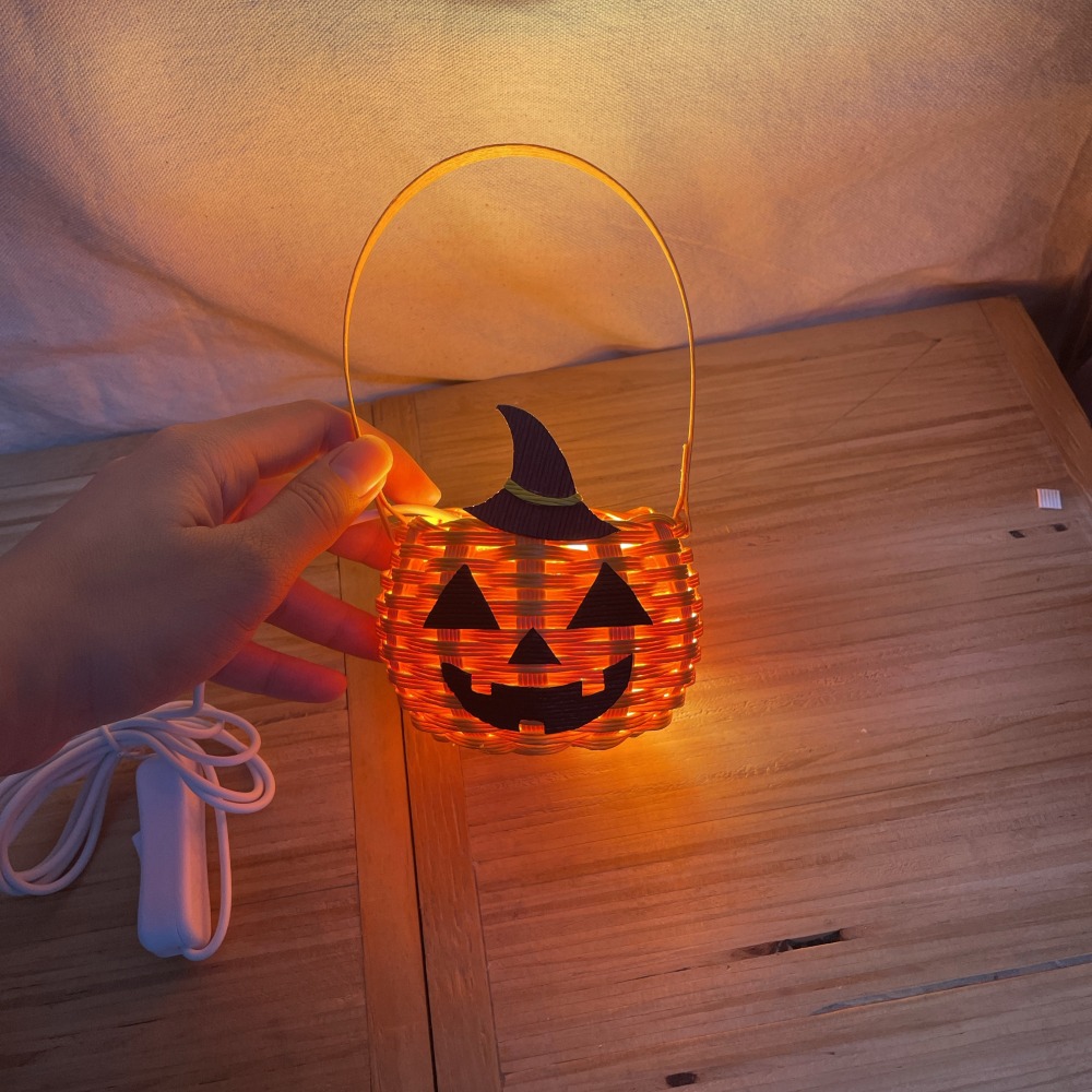 萬聖節🎃 南瓜 紙籐籃 紙藤籃 DIY手作 手作材料 材料包 萬聖節活動 學校課程-細節圖2