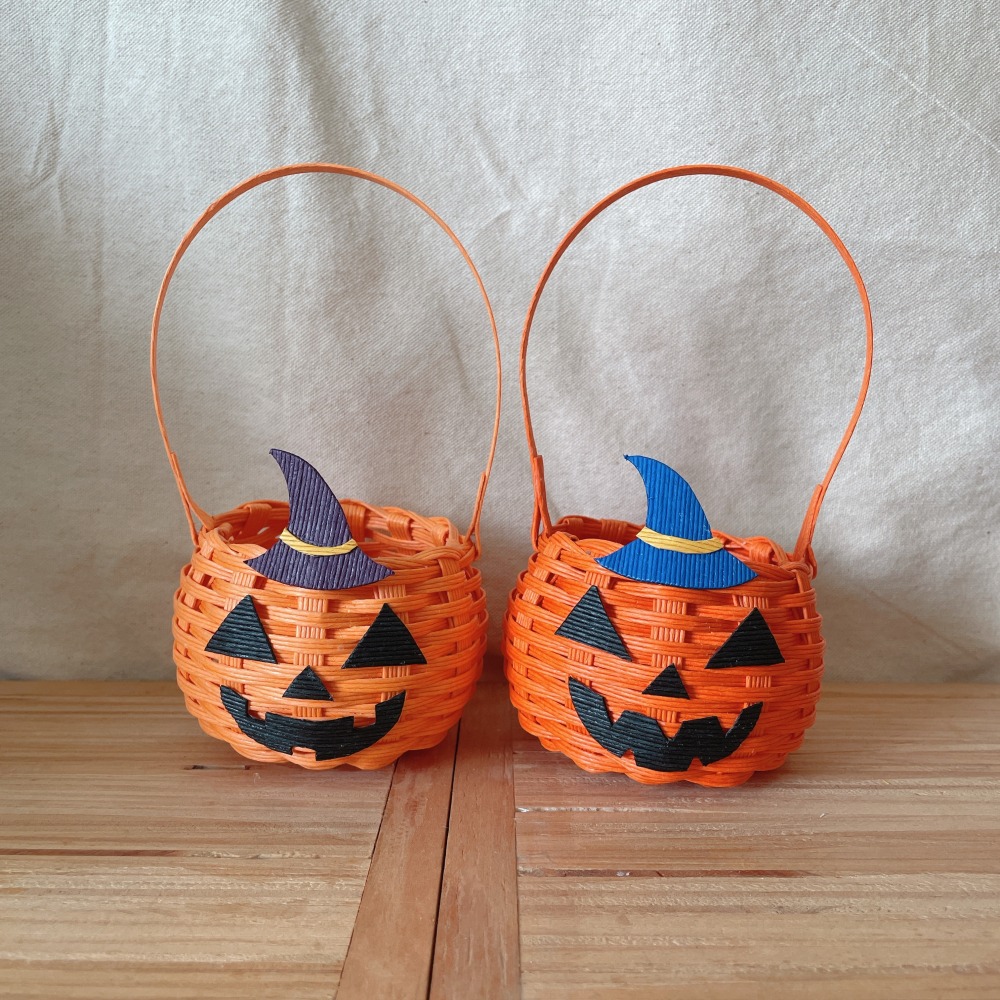 萬聖節🎃 南瓜 紙籐籃 紙藤籃 DIY手作 手作材料 材料包 萬聖節活動 學校課程-細節圖3